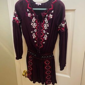 Parker Silk Embroidered dress Size Small